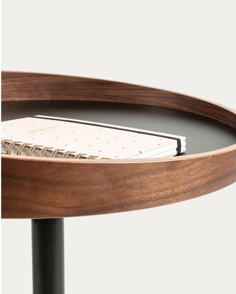 Kulatý odkládací stolek s deskou v dekoru ořechového dřeva ø 46 cm Kaori – Kave Home
