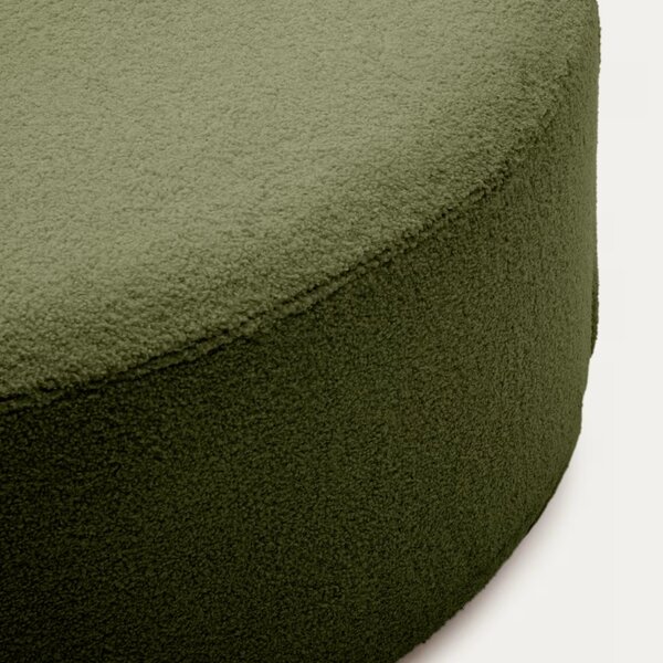 Zelený bouclé taburet Kave Home Kaeli 90 cm