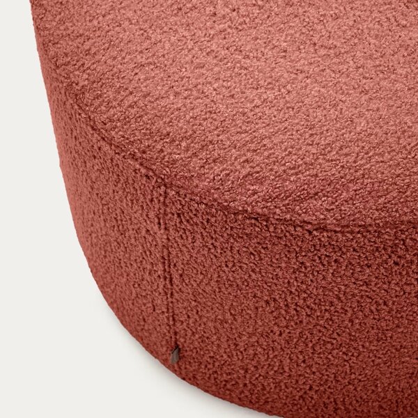 Terakotově červený bouclé taburet Kave Home Kaeli 60 cm