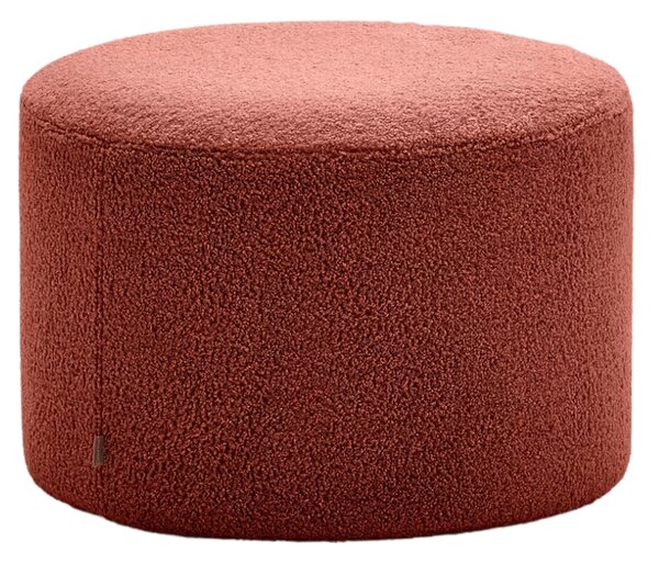 Terakotově červený bouclé taburet Kave Home Kaeli 60 cm