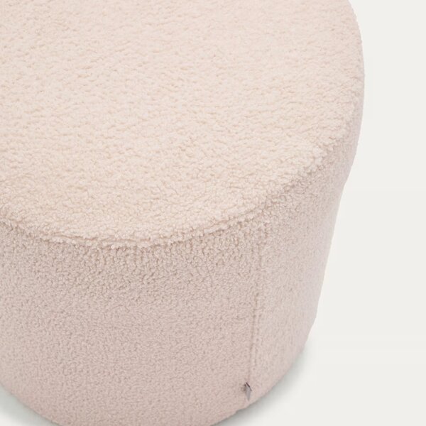 Růžový bouclé taburet Kave Home Kaeli 43 cm