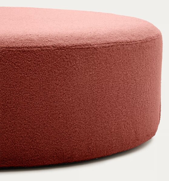 Terakotově červený bouclé taburet Kave Home Kaeli 90 cm