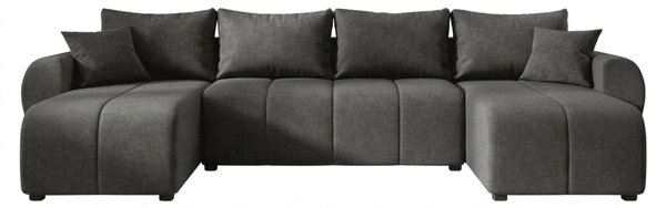 Rozkládací oboustranná sedací souprava do U SEVIO 311x145 cm, tmavě šedá + 2 polštářky ZDARMA