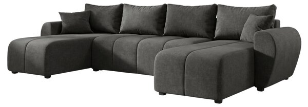 Rozkládací oboustranná sedací souprava do U SEVIO 311x145 cm, tmavě šedá + 2 polštářky ZDARMA