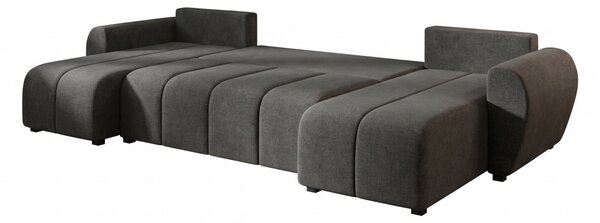 Rozkládací oboustranná sedací souprava do U SEVIO 311x145 cm, tmavě šedá + 2 polštářky ZDARMA