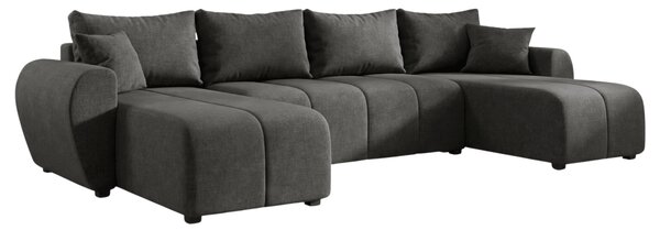 Rozkládací oboustranná sedací souprava do U SEVIO 311x145 cm, tmavě šedá + 2 polštářky ZDARMA