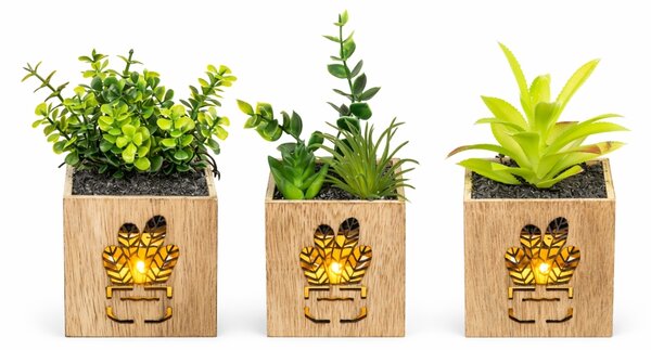 Umělá rostlina v květináči s LED osvětlením 7,5x15 cm