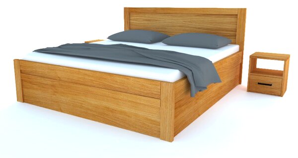 Dřevěná postel z masivu ESTER Dub s úložným prostorem 180x200cm - dubové dvoulůžko o šíři masivu 3,7 cm