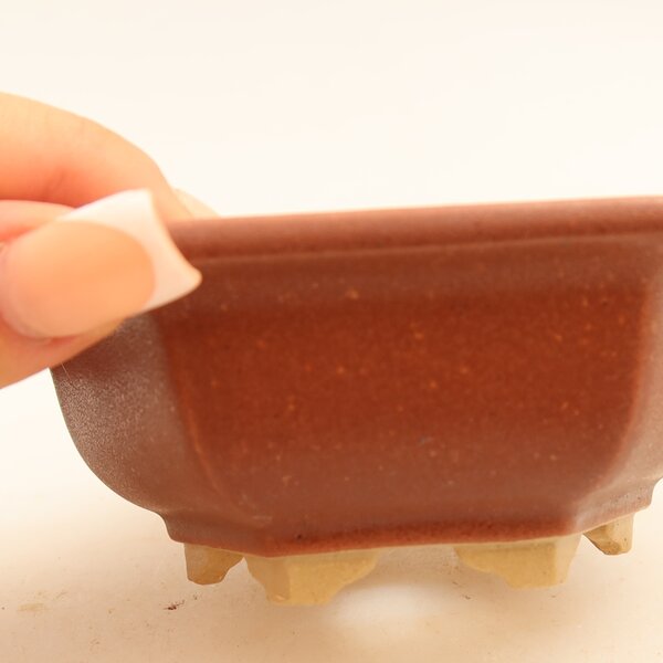 E-bonsai Keramická bonsai miska 12 x 10,5 x 4 cm vínová