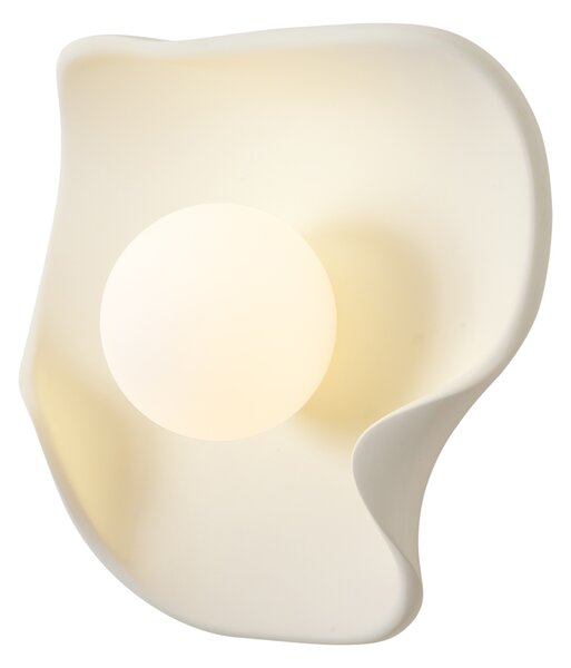 Nástěnná lampa Japandi krémová s bílým sklem - Parel