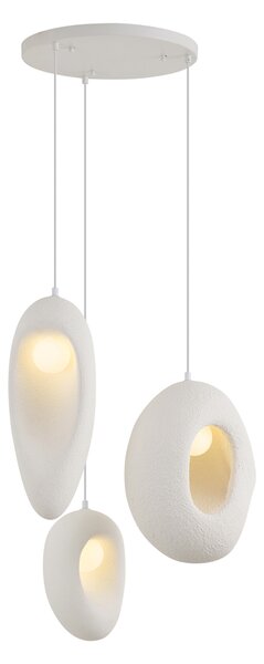 Japandi závěsná lampa bílá s organickým stínidlem, 3 světla - Moonstone