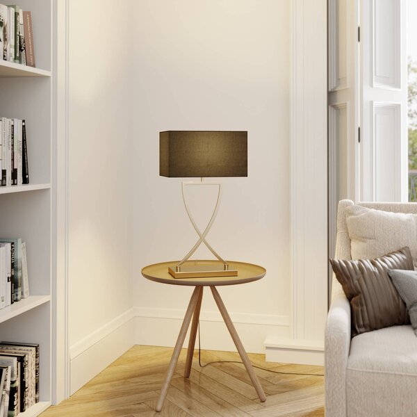 Lucande Stolní lampa Evaine, mosaz/černá, 66 cm, E27, Černá, Obývací pokoj / jídelna, kov, Moderní