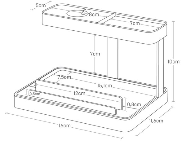 YAMAZAKI Černý kovový stojan k nabíjení Tower 16 cm