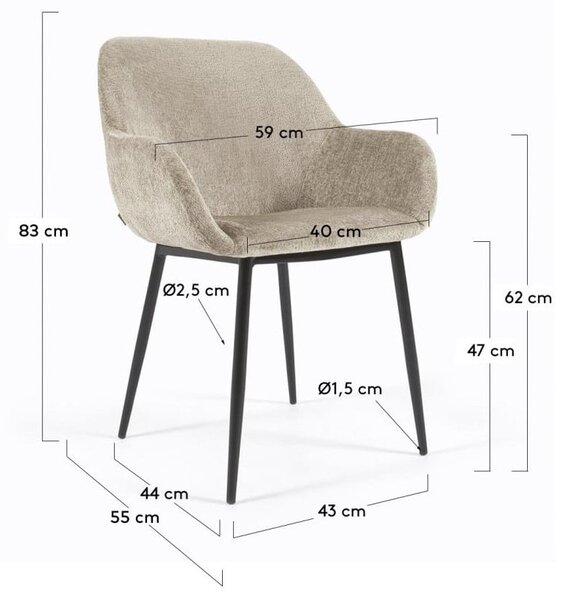 Béžové čalouněné jídelní křeslo Konna – Kave Home