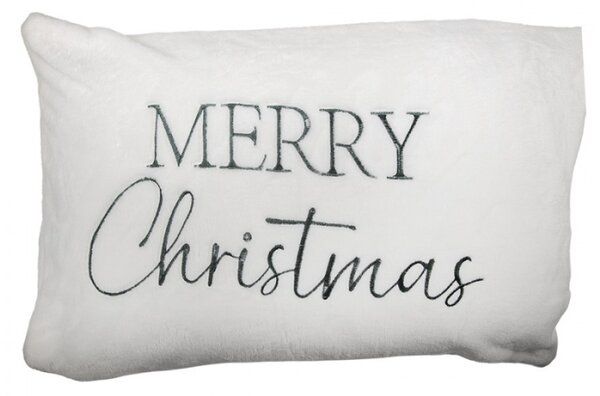 Bílý vánoční povlak na polštář s nápisem Merry Christmas – 35x50 cm