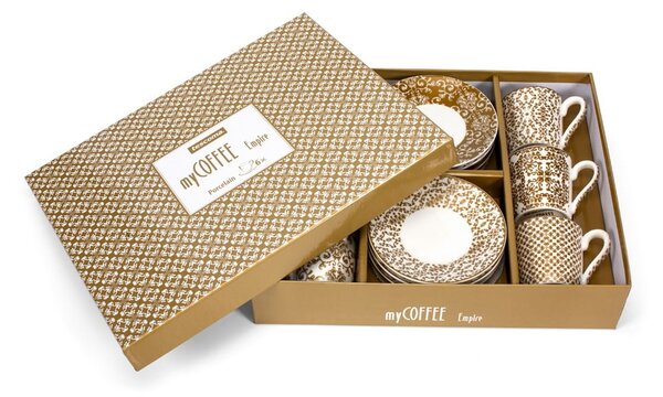 Porcelánové šálky ve zlaté barvě v sadě 6 ks My Coffee – Tescoma