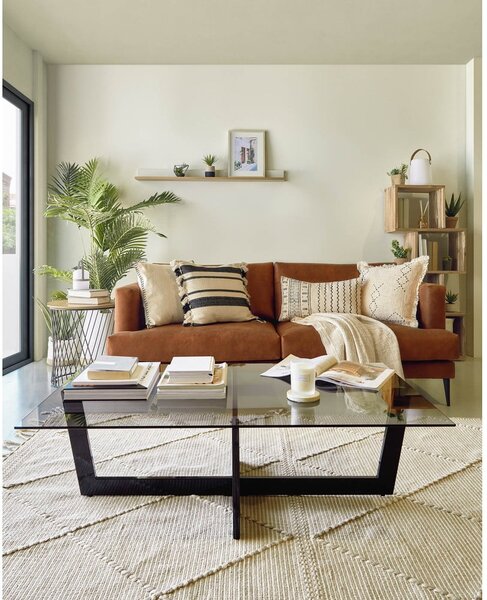 Černý konferenční stolek se skleněnou deskou 70x120 cm Plam – Kave Home