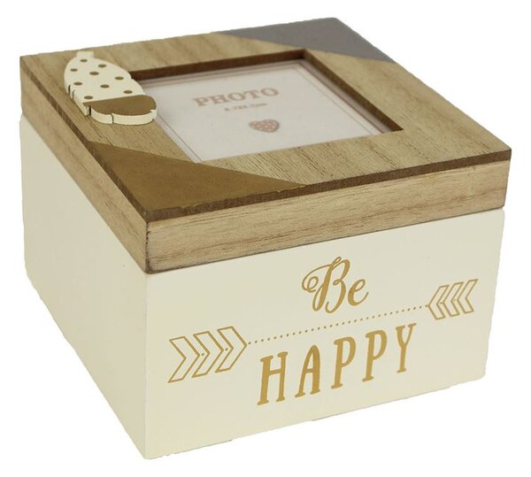 Dřevěná krabička motiv Be Happy