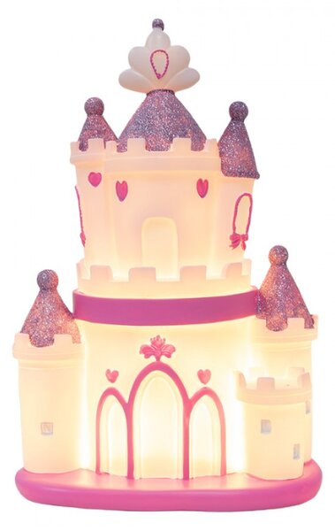 Dětská LED lampička ve tvaru růžového zámku L – 23x16x35 cm