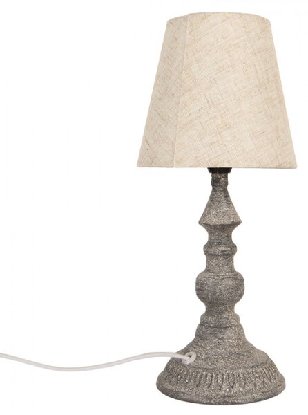 Šedá lampa s béžovým stínidlem – 14x32 cm