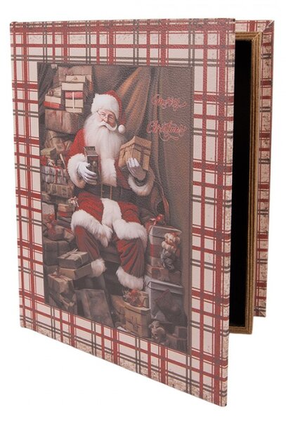 Sada 3 ks úložných boxů ve tvaru knihy s vánočním motivem Santa Clause – 27x22x7 / 22x17x6 / 18x13x4 cm