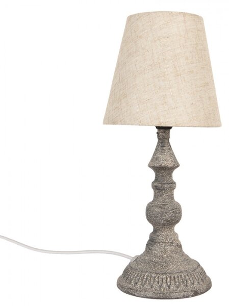 Šedá lampa s béžovým stínidlem – 14x32 cm