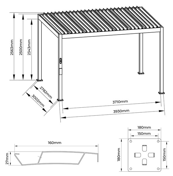 PERGOLA velikost: 393/250/300,2 cm Gardenson - Online Only zastínění, Online Only