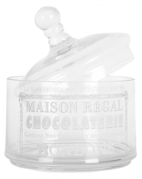 Skleněná nádoba na cukrovinky s víčkem dvoupatrová Patisserie Francaise – 17x30 cm