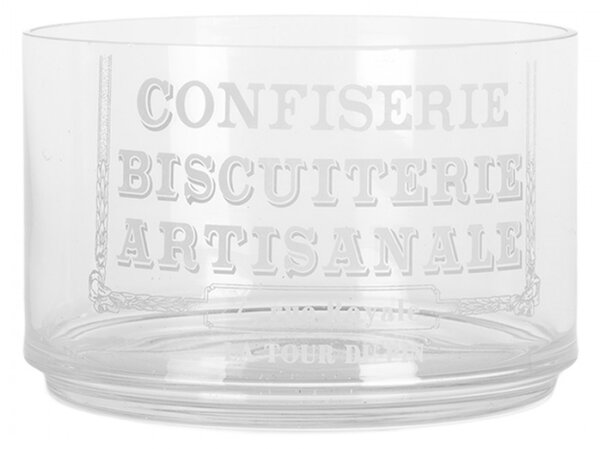 Skleněná nádoba na cukrovinky s víčkem dvoupatrová Patisserie Francaise – 17x30 cm