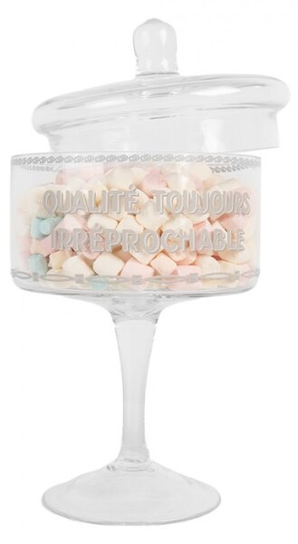 Skleněná nádoba na cukrovinky s víčkem na vysoké noze Patisserie Francaise – 13x24 cm