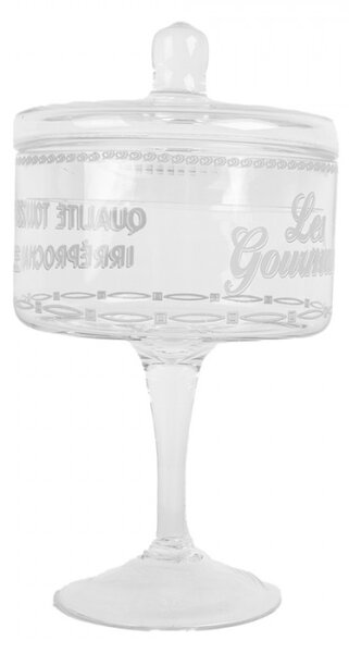 Skleněná nádoba na cukrovinky s víčkem na vysoké noze Patisserie Francaise – 13x24 cm