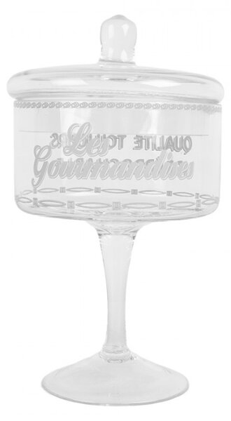 Skleněná nádoba na cukrovinky s víčkem na vysoké noze Patisserie Francaise – 13x24 cm
