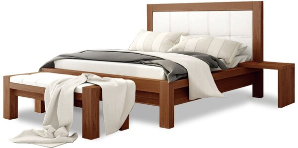 Postel MODENA 160 x 200 cm - dub - Dřevěná postel z masivu, bukové manželské dvoulůžko o šíři masivu 12x8 cm