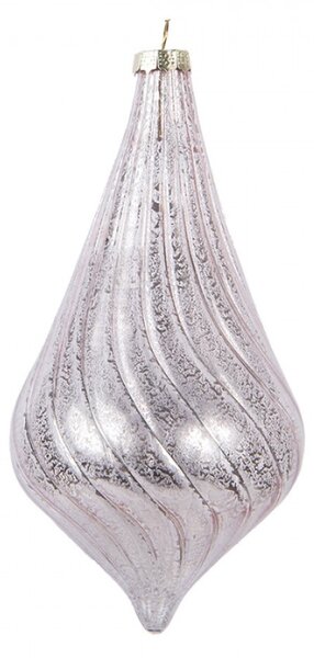 Růžová skleněná vánoční ozdoba podlouhlá Greetje – 8x17 cm