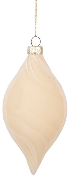 Elegantní skleněná vánoční ozdoba béžová Koenjor – 7x13 cm