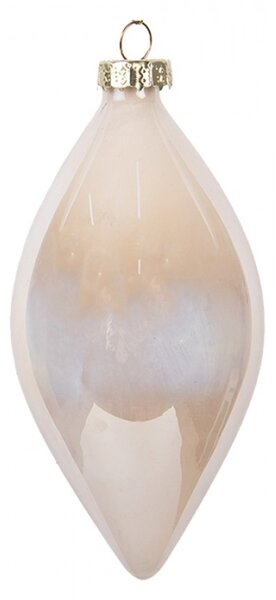 Béžová skleněná vánoční ozdoba s opálovým efektem Glaam – 7x13 cm