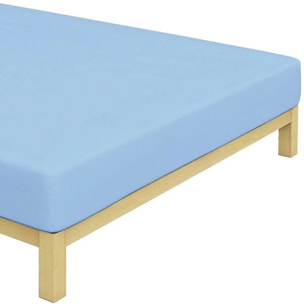 Bavlněné jersey napínací prostěradlo na jednolůžko - 90 x 200 cm - světle modré