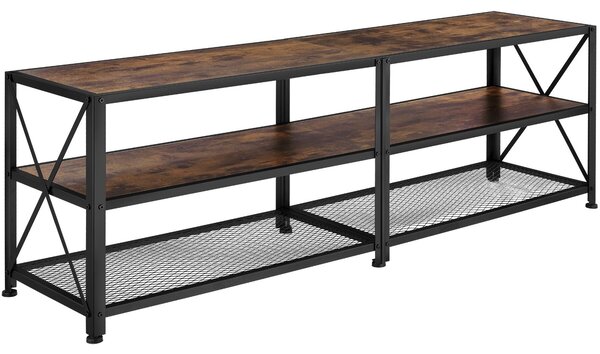 Tectake Televizní stolek - 161 cm,Industriální dřevo tmavé, rustikální
