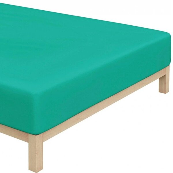 Bavlněné jersey napínací prostěradlo na jednolůžko - 90 x 200 cm - smaragdově zelené