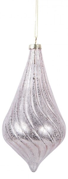 Růžová skleněná vánoční ozdoba podlouhlá Greetje – 8x17 cm