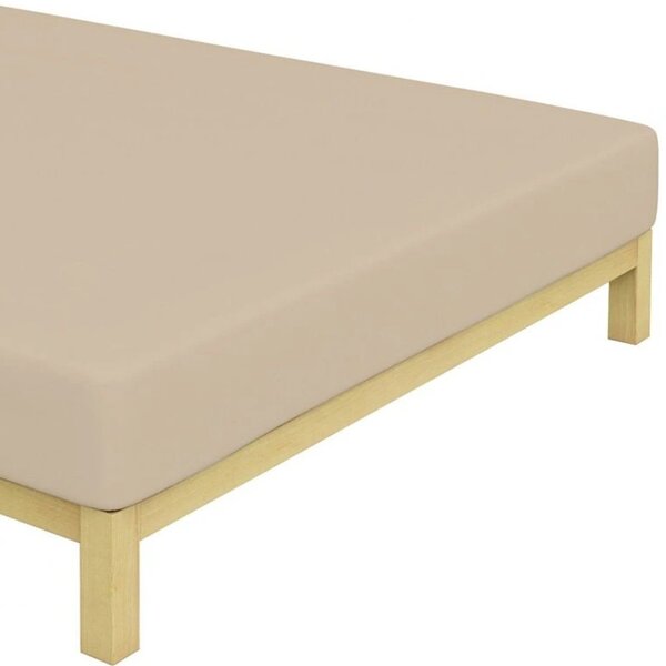 Bavlněné jersey napínací prostěradlo na jednolůžko - 90 x 200 cm - béžové
