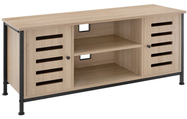 Tectake Televizní stolek Carlow 110x41,5x50,5cm - Industrial světlé dřevo, dub Sonoma
