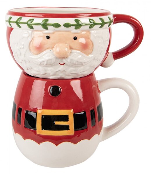 Dva vánoční keramické hrnečky ve tvaru Santa Clause – 15x12x17 cm