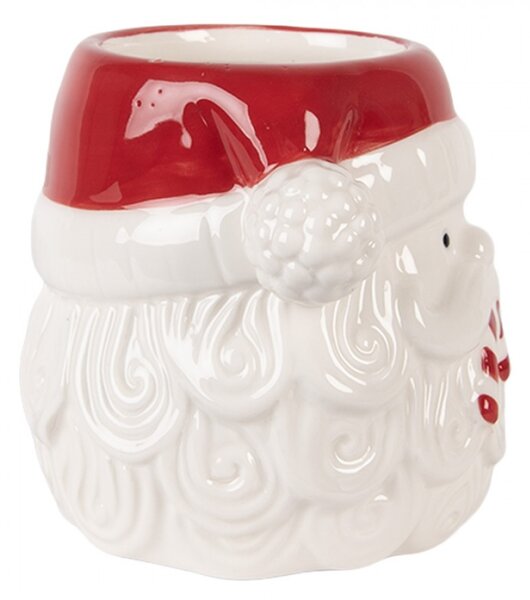 Bílo-červený vánoční keramický hrneček Santa Claus s cukrovou hůlkou Candy Cane – 15x11x11 cm