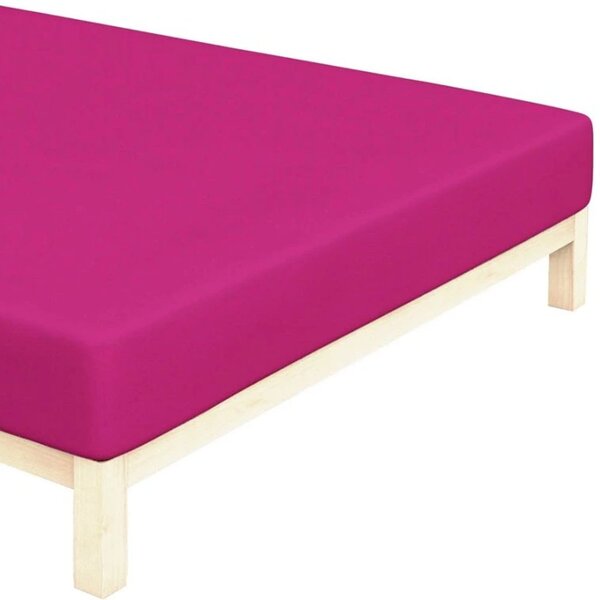 Bavlněné jersey napínací prostěradlo na jednolůžko - 90 x 200 cm - sytě růžové