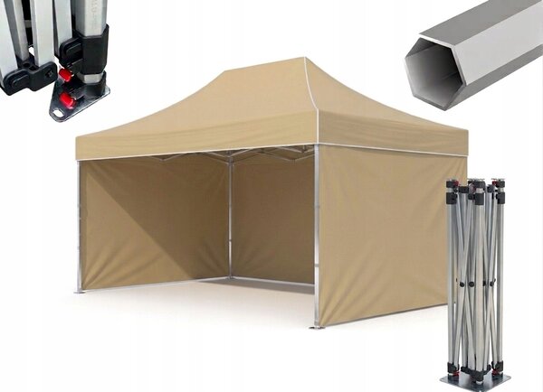 TRENDIE Hliníkový nůžkový stan 3x4,5m béžový