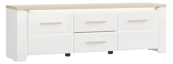 KOMODA POD TELEVIZI, bílá, dub bianco, 154/49,5/40 cm Carryhome - Komody bílé