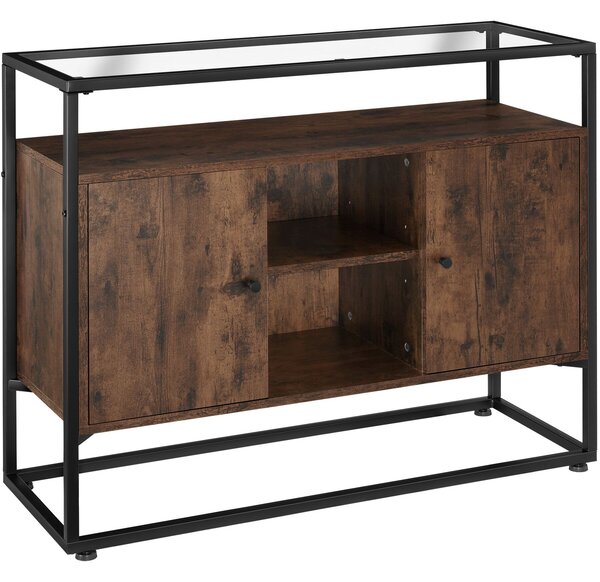 Tectake Komoda Oldham 100x38x80,5cm - Industriální dřevo tmavé, rustikální