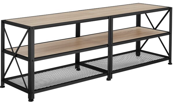 Tectake Televizní stolek - 141 cm, Industrial světlé dřevo, dub Sonoma
