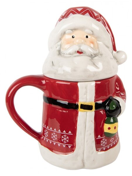 Vánoční keramický hrneček Santa Claus s pokličkou – 15x10x19 cm